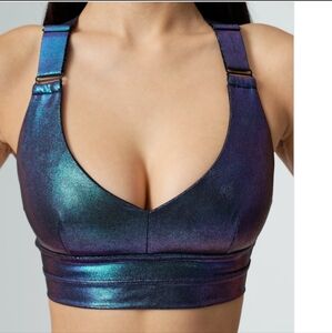 Buffbunny Alpha 2 Sports Bra Mood Ring Iridescent Mermaid Blue Purple Metallic